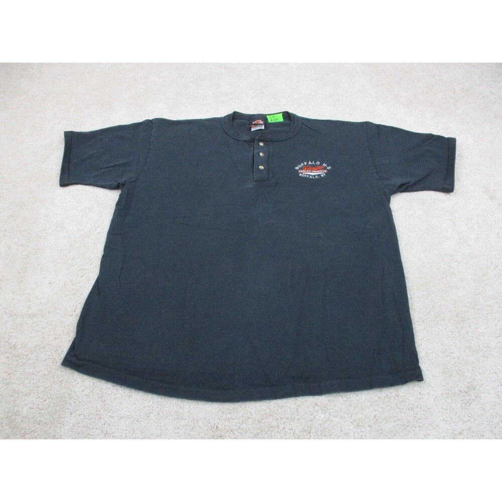 VINTAGE Harley Davidson Shirt Men XL Black Buffalo New York Motorcycle USA *